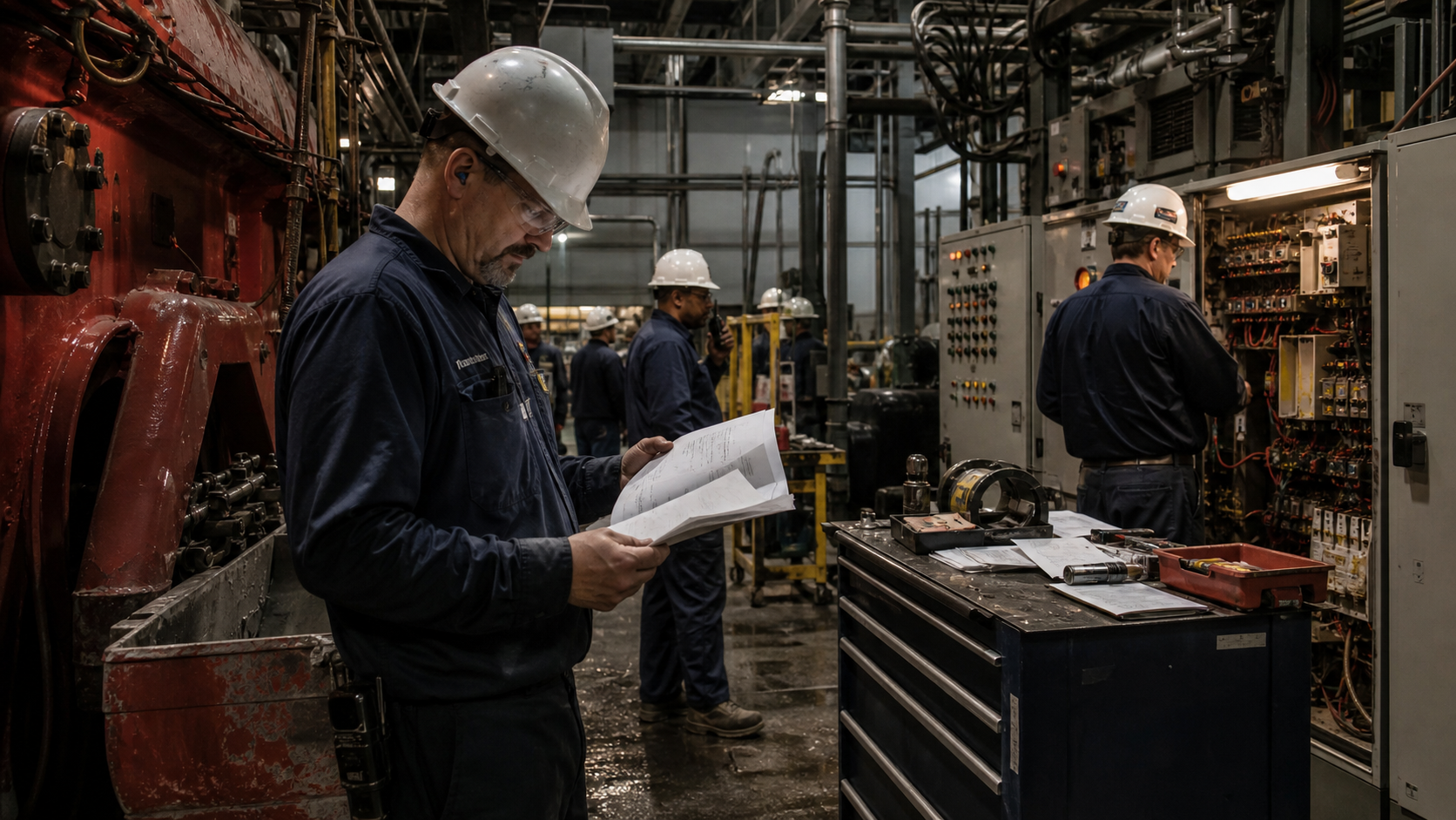 Industrial technician working with existing plant and vehicle systems